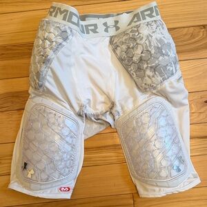 Under Armour White Compression Padded football girdle Shorts with Gray Accents